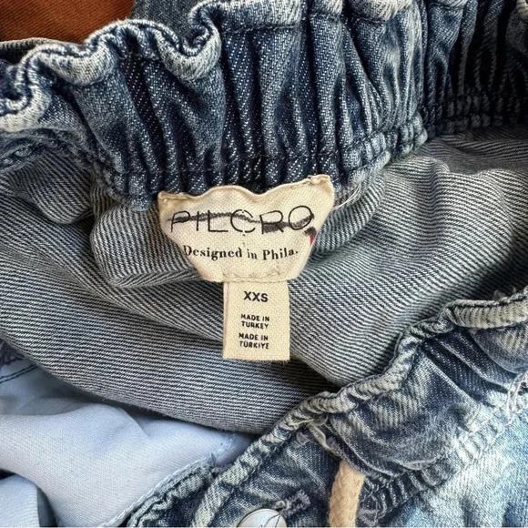 New Anthropologie Pilcro Drawstring Pull-On Wide-Leg Jeans Denim Blue Large - Picture 12 of 14